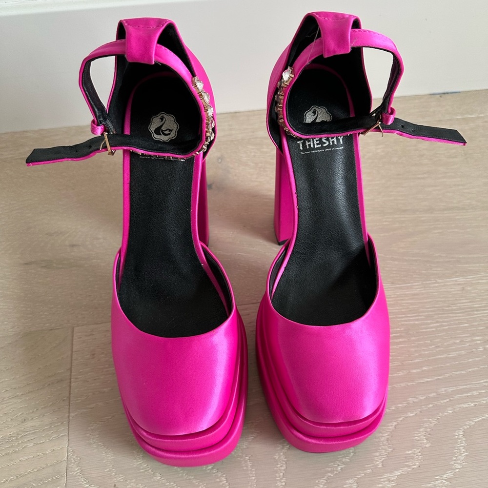Pink Satin Platforms - image 8
